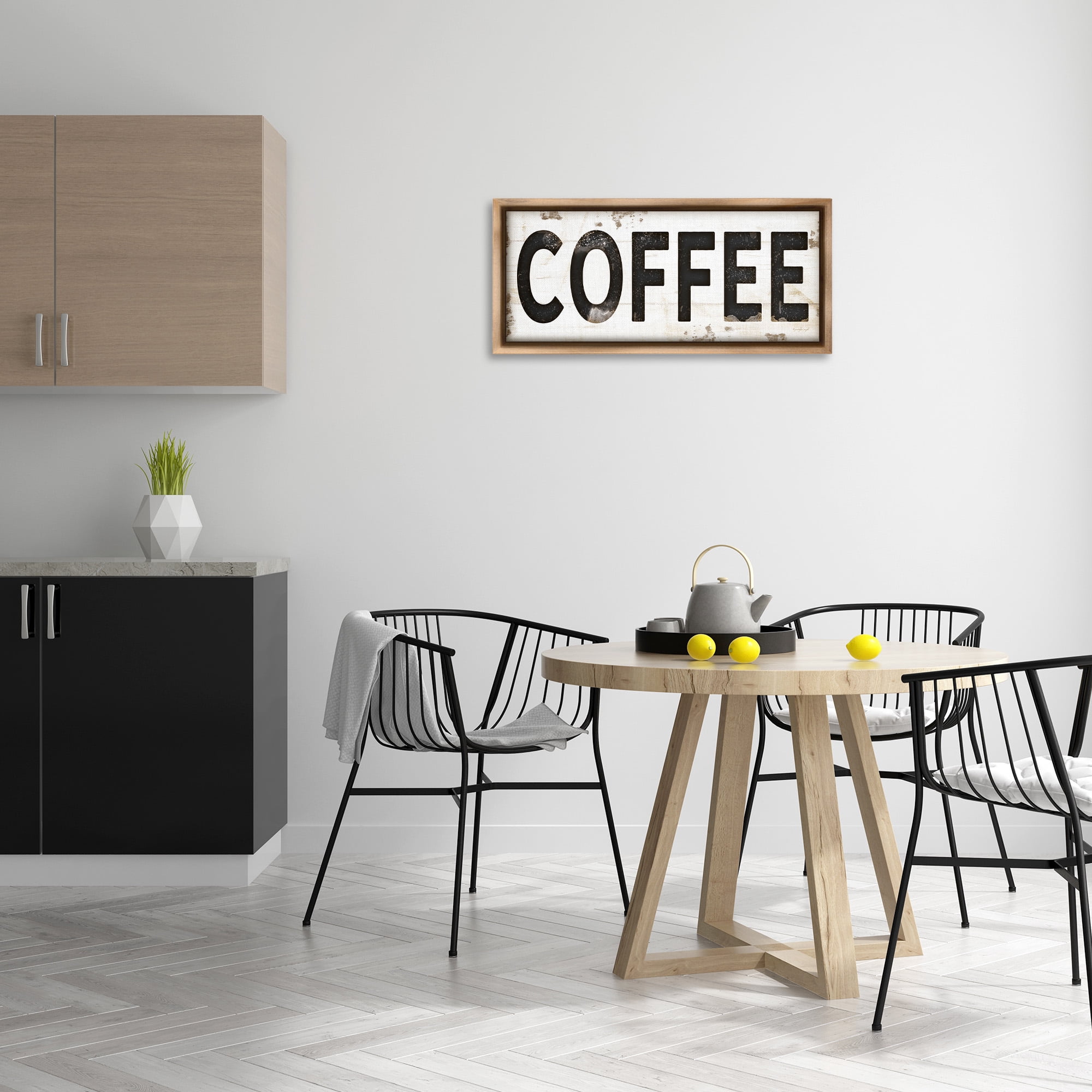 Stupell Industries Coffee Typography Vintage Sign Food & Beverage Painting Brown Floater Framed Canvas Art Print Wall Art, 31 x 14
