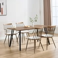 thumbnail image 2 of Guyou Metal Dining Chairs Set of 2, Mid-Century Modern Upholstered Linen Kitchen Chairs with Antique Copper Spindle Back and Armrests for Dining Room/Restaurant, Beige, 2 of 7