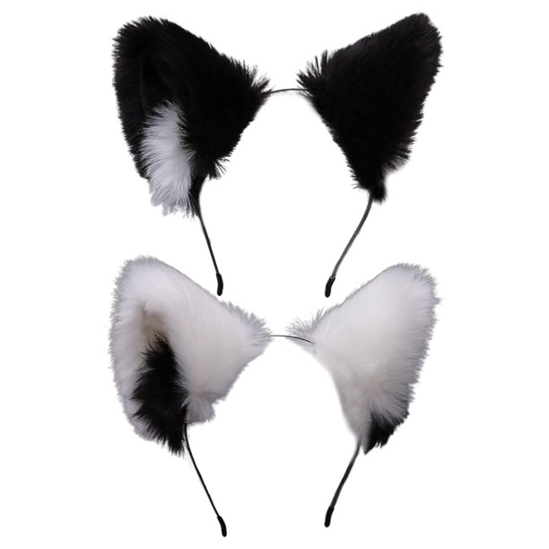 2 PCS Wolf Fox Fur Ears Hairhoop Headwear Fancy Dress Party Disfraz de Halloween Diadema Hairband MFZFUKR CPB-SSW1770-1
