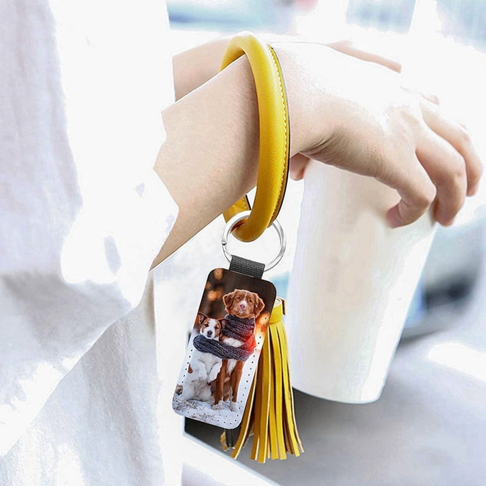 40Pack Sublimation Blanks Keychain Glitter PU Leather Keychain Heat Transfer Keyring Sublimation Keychains Blank Black