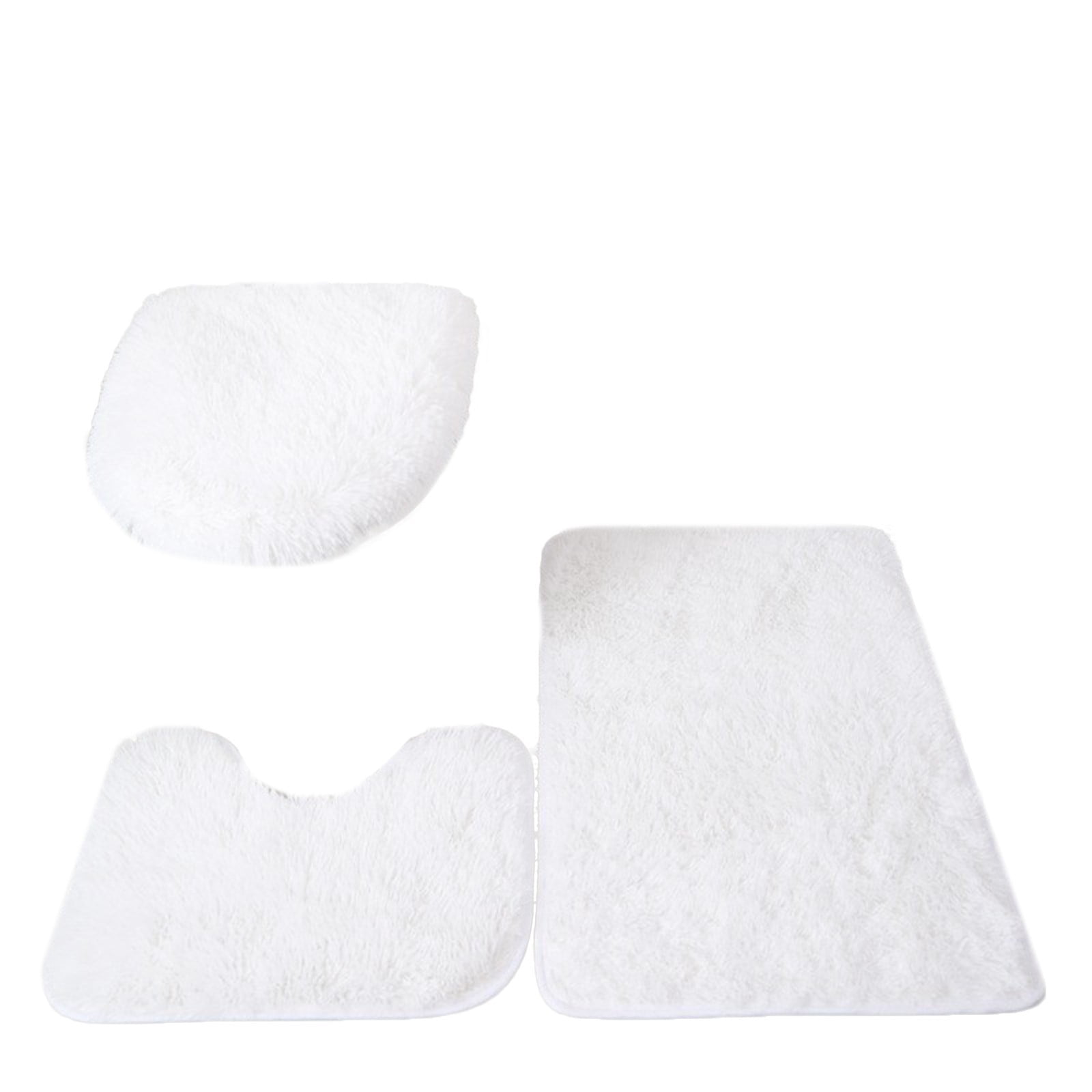 Home Supplies 3Pc Bathroom Set Rug Mat Toilet Lid Cover Plain Color Bathmats Bath Mat, Contour Rug, Toilet Seat Lid Cover, Soft Pile, Water Absorbent Solid Color (Dark Gray)