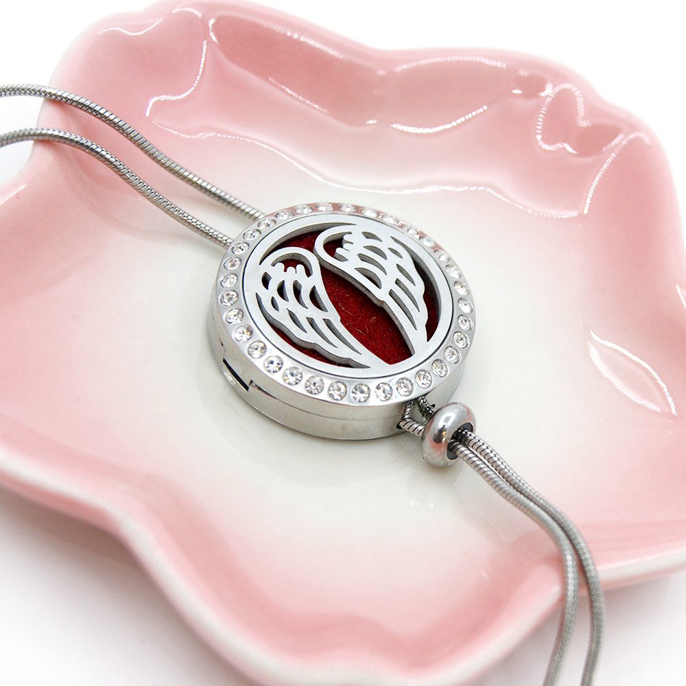 Anavia Anavia Angel Wings Slider Aromatherapy Jewelry Essential Oil Necklace 39.5 inches with Gift Box