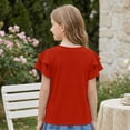 thumbnail image 4 of CCRFTGI Shirts for Girls 10-12 Ruffle Short Sleeve Casual Tee Shirt Girls Fashion Little V Neck Summer Shirts Basic Tees Red 3-4 Years, 4 of 6