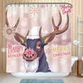 thumbnail image 1 of Festive Reindeer Shower Curtain with Santa Hat & Merry Christmas Design, 1 of 5