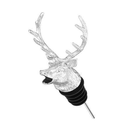 PENIKOKO Deer Head Wine Pourer Zinc Alloy Silver For Adults Party Use 1Pcs