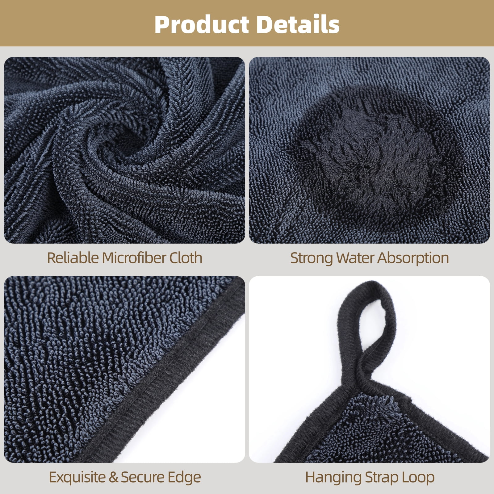 5 PCS Bath Drying Towels, 24 x 16 in Large Microfiber Towels, Super Absorbent Shower Towels, Cleaning Cloth for Home, Car, Pet