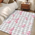 thumbnail image 5 of 2.7x5 Washable Area Rug, Pink Flamingo Non-Slip Rectangle Rug for Bedroom Bedside, Summer Animal Heart Shape Palm Leaf Gray Plaid Indoor Floor Mat for Home Decor, 5 of 9