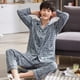 thumbnail image 5 of Pijamas de hombre de primavera y otoño de algodón de manga larga de algodón de talla grande para mediana edad, ropa de hogar, pijamas de invierno, 5 of 5