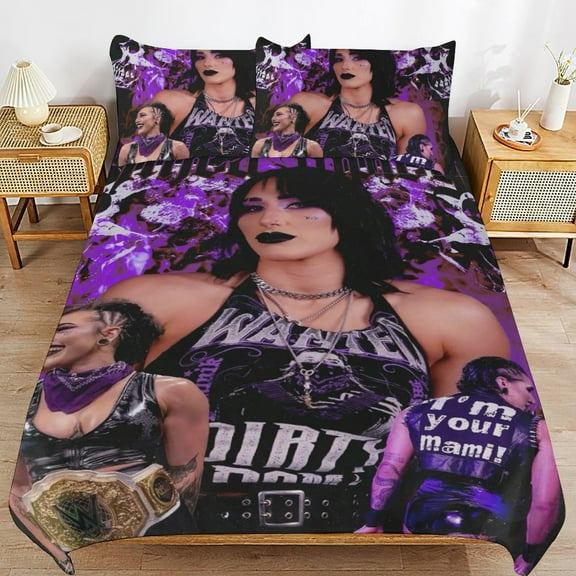Rhea Ripley Duvet Cover Bedding Set Cartoon Print Soft Quilt Cover 3 Pieces, 1 Comforter Cover & 2 Pillowcases for Kids Teens Boys Girls Room Decor 86"x70"