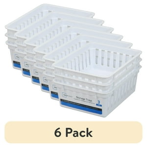 Mainstays Square Plastic Storage Organizer Trays, White, 18-Pack