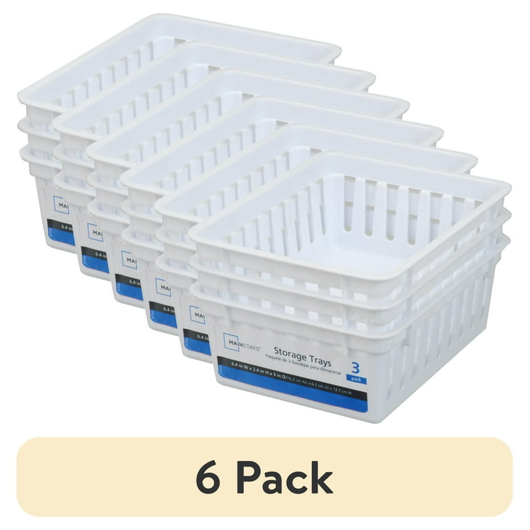 Mainstays Square Plastic Storage Organizer Trays, White, 18-Pack photo 1