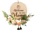 thumbnail image 2 of Cartel de bienvenida de madera, guirnalda decorativa, guirnalda de primavera y verano, colgante de pared con campanas para decoración de chimenea de Estilo A perfecl  corona de flores, 2 of 8