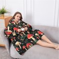 thumbnail image 5 of Oversized Wearable Blanket Hoodie,Red Mushroom Leaf Black Pattern Sherpa Blanket Hoodie with Super Pockets,Super Warm Fuzzy Pullover for Women & Men, 5 of 6