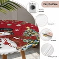 thumbnail image 5 of Round Fitted Tablecloth with Elastic Edge, Red Snowman Christmas Waterproof Table Cloth Table Cover for 55"-60" Tables, Xmas Tree Snowflake Ball Poinsettia Tablecloths for Dining Picnic Party Outdoor, 5 of 9