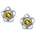 thumbnail image 2 of Bling Jewelry Womens Bali Gemstone Birthstone Flower Stud Earrings Oxidized, 2 of 6