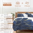 thumbnail image 6 of 3 Piece Navy Blue Gold Duvet Cover Set Queen Size,Microfiber Comforter/Quilt Cover with Corner Ties and 2 Pillowcases,Abstract Line Art Troditional Ink Painting All Season Bedding with Zipper Closure, 6 of 8