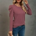 thumbnail image 4 of Njoeus Plus Size Tops for Women, Tunic Shirts for Women women's Knit Puff Long Sleeve Tops Loose Round Neck Basic Shirts Work Dressy Blouses Business Casual Tops for Women Spring Clothes S-XXL, 4 of 7
