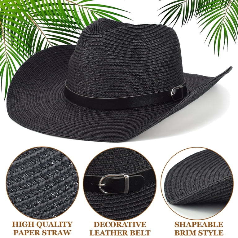 EINSKEY Straw Cowboy Hat for Men Women Wide Brim Sun 