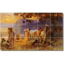 Ceramic Tile Mural-Frederick Bridgman Waterfront Painting 186. 25.5" w x 12.75" h using (18) 4.25 x 4.25 ceramic tiles