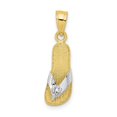 thumbnail image 1 of 10k Yellow Gold Textured Polished Open back CZ Cubic Zirconia Simulated Diamond Flip Flop Charm Pendant Necklace Measure, 1 of 3
