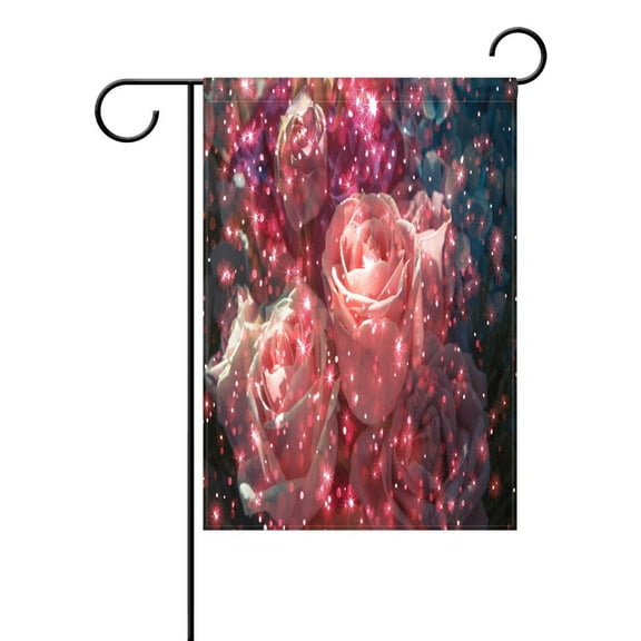 POPCreation Glitter Rose Flower Garden Flag Abstract Artwork Outdoor Flag Home Party 28x40 inches