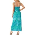 thumbnail image 3 of INSPIRE CHIC Boho Floral Print Dresses for Women's Sleeveless Spaghetti Strap Maxi Dress Blue Green L, 3 of 5