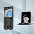 thumbnail image 2 of Funda de cuero genuino con textura Mahjong y soporte para Samsung Galaxy Z Flip5 (azul), 2 of 5