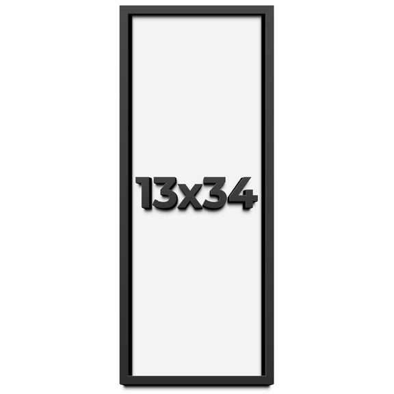 13x34 Shadow Box Frame Black | 1 inches Deep Real Wood Contemporary Shadowbox Display Frame | UV