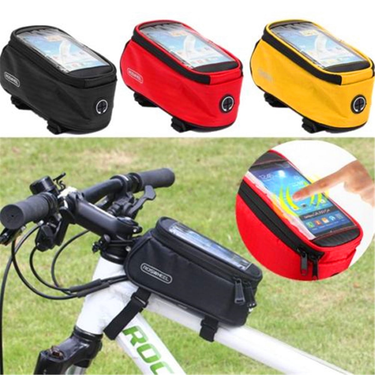 Universal Cycling Front Frame Bag Bike Bicycle Pouch Phone Holder Case Fits for 5.5 inch Screen 