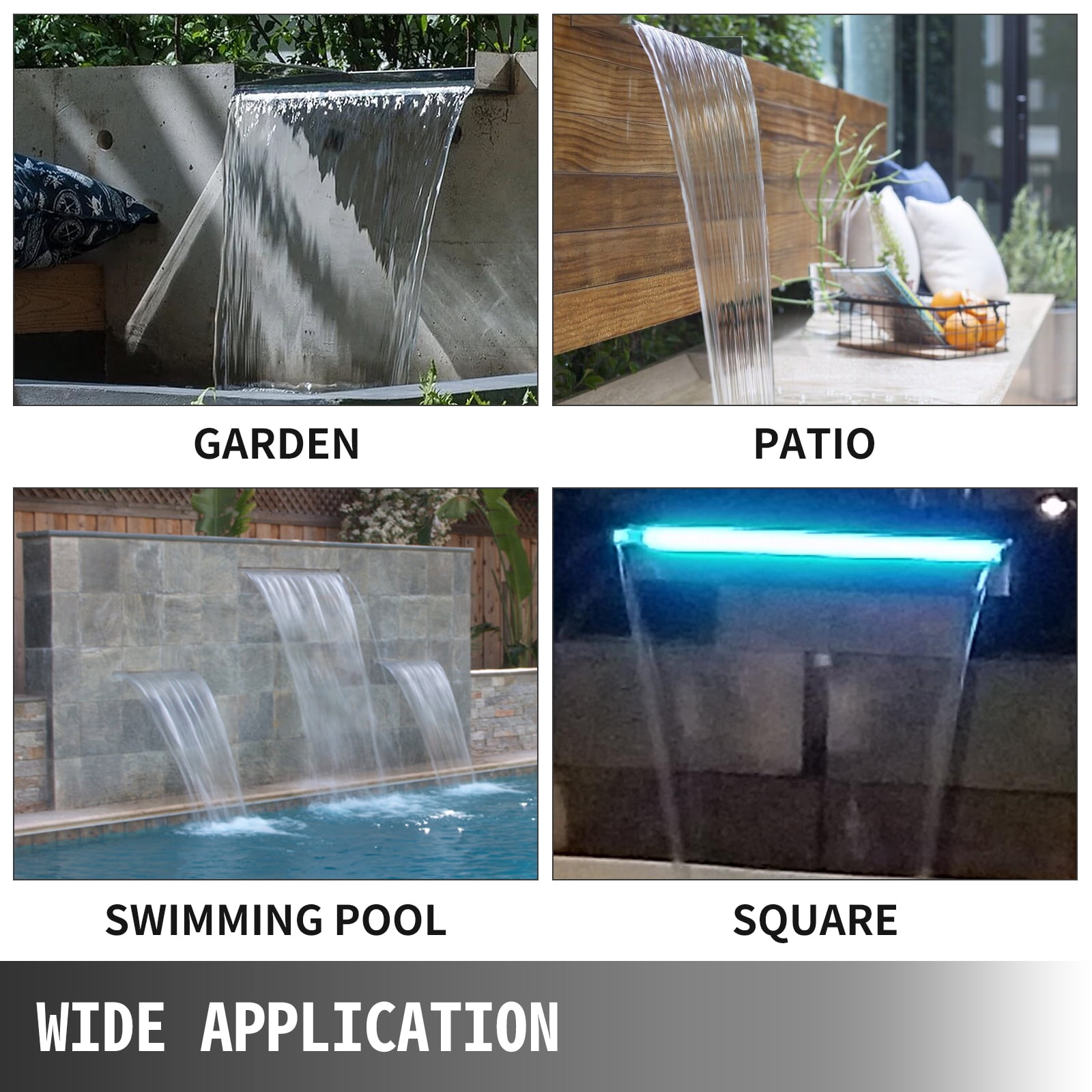 Fountain Spillway Color Changing LED Lighted Spillway11.8"AcrylicWaterfall Pool