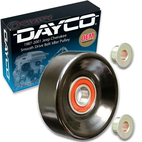 Dayco Smooth Pulley Drive Belt Idler Pulley compatible with Jeep Cherokee 2.5L 4.0L L4 L6 1987-2001