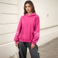 thumbnail image 4 of Women's Fashion Lightweight Long Sleeve Pullover with Pockets Preppy Graphic Hoodie with Bow Print for Casual Style,Hot Pink,2XL, 4 of 7