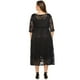 thumbnail image 3 of Vestido de noche de talla grande para mujer, encaje floral retro, manga 2/3, falda de longitud media, vestido con bolsillo de encaje hueco Adepaton  BST3002659-3, 3 of 5