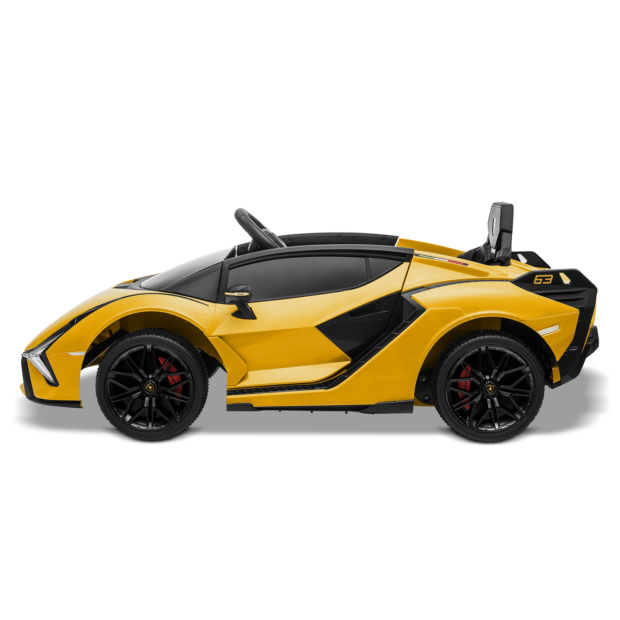 LED Lights & Music Kidzone Kids 12V Electric Ride On Licensed Lamborghini Sian Roadster Motorized Toy Car with Remote Control Wheels Suspension Green with Gold Rim 