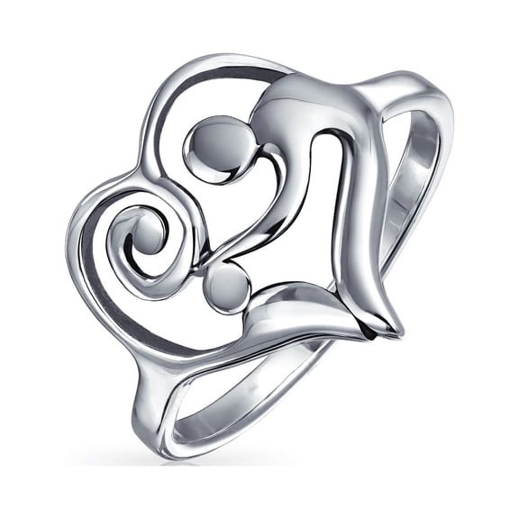 Bling Jewelry Womens Mom Swirling Heart Loving Family Mother Ring .925 Sterling Silver