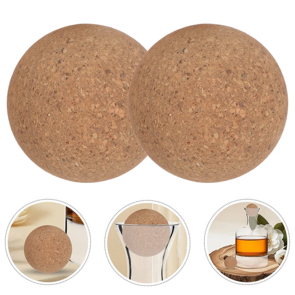 CTIRCHIU Cork Ball Decanter Stopper Leakproof Seal Light Yellow 2Pcs