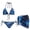 Blue Flame, variant on Women’s Halter Triangle Swimsuit Sets Palm Leaves Print Tie String Bikini Sets with Matching Sarong Cover-Up Skirt for Ladies Hawaii Style Beachwear
