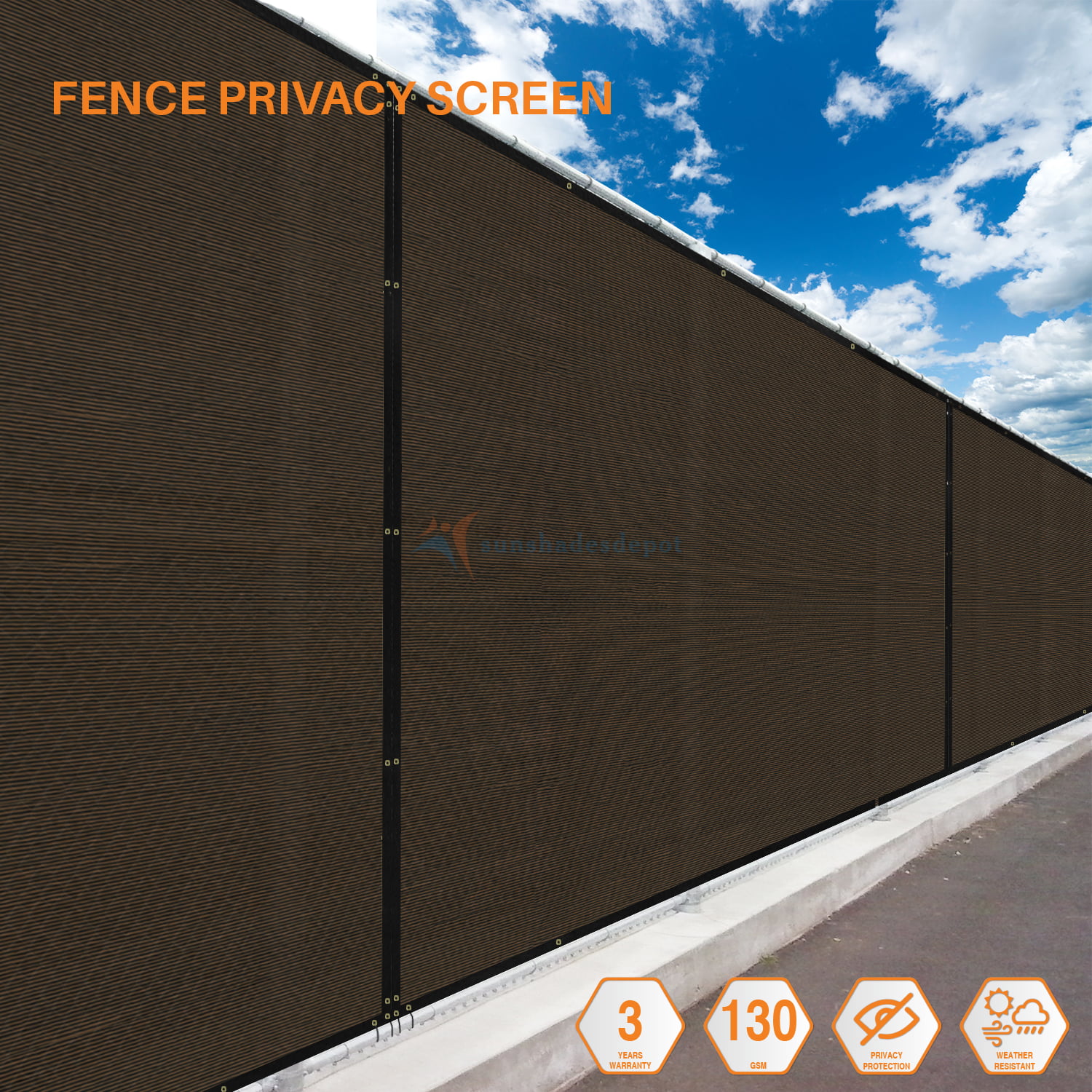 Blue Custom Size 8' FT Fence Privacy Screen Wind Screen Mesh Commercial 180 GSM 