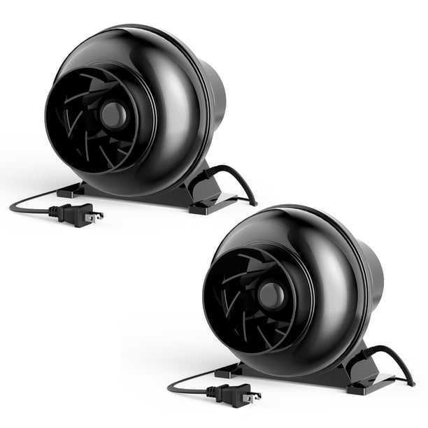 Ventilador de escape en línea iPower, 4 pulgadas, 195 CFM, 2 paquetes, negro