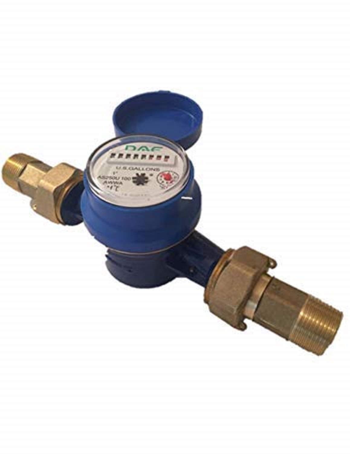 DAE AS250U100 1" Water Meter , Measuring in Gallon + Couplings