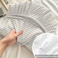 thumbnail image 4 of Full Size Fitted Sheet Set - Beige Stripe 3 Piece Bedding Sets 16" Deep Pocket Fitted Sheet with 2 Pillowcases, Cream Striped Modern Minimalist Geometric Lines Brushed Microfiber Hotel Bed Sheets, 4 of 9