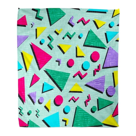 SIDONKU Throw Blanket Warm Cozy Print Flannel Colorful Old Retro Vintage 80S 90S Abstract Pattern Good and Geometric Comfortable Soft for Bed Sofa and Couch 58x80 Inches