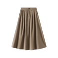 thumbnail image 1 of Women's Skirts High Waist Button Office Wear to Work Skirts with Pockets Ruched A Line Flared Swing Midi Skirts, 1 of 4
