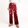 thumbnail image 5 of WTOBBY Women's Soft Comfortable Christmas Print Flannel Pajama Bottoms, Casual Home Pants with Holiday Snowflake and Tree Patterns, Cozy Fleece-Lined Sleepwear for Winter,Deep Red L, 5 of 5