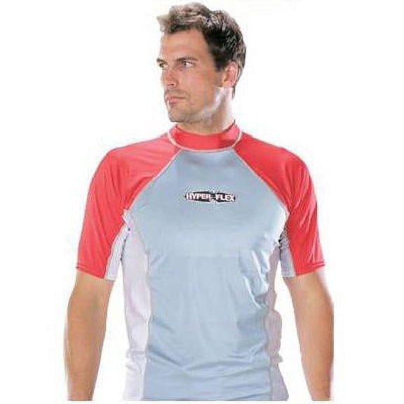 Hyperflex Adult Loose Fit Rash Guard / Surf Shirt (UNISEX) - RED/SILVER/WHITE - X-Small