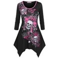 thumbnail image 1 of Talla grande Skull Butterfly Imprimir Camiseta de Halloween Rosegal Mangas largas de talla grande, 1 of 5