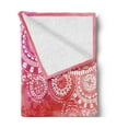 thumbnail image 2 of Mandala Soft Flannel Fleece Throw Blanket, Watercolor Paint Background Plain Hand Drawn Doodles Motifs Print, Cozy Plush for Indoor and Outdoor Use, 50" x 70", Pink Coral White, by Ambesonne, 2 of 5