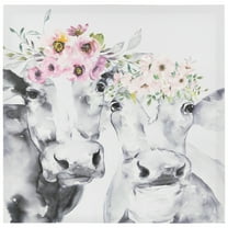 Northlight Cows with Wildflowers Canvas Wall Art - 17.5" x 17.5"