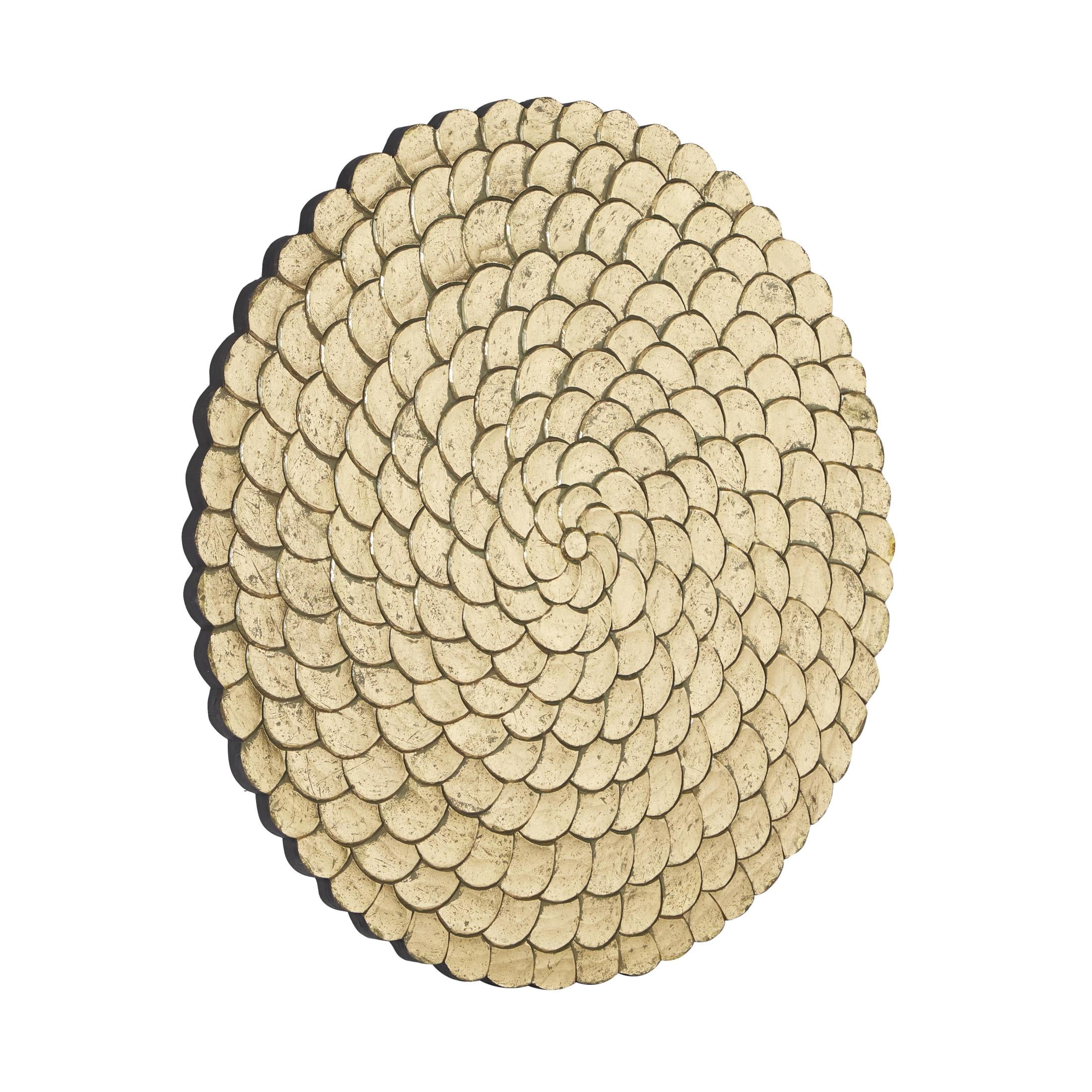 DecMode Gold Wood Carved Radial Plate Wall Decor