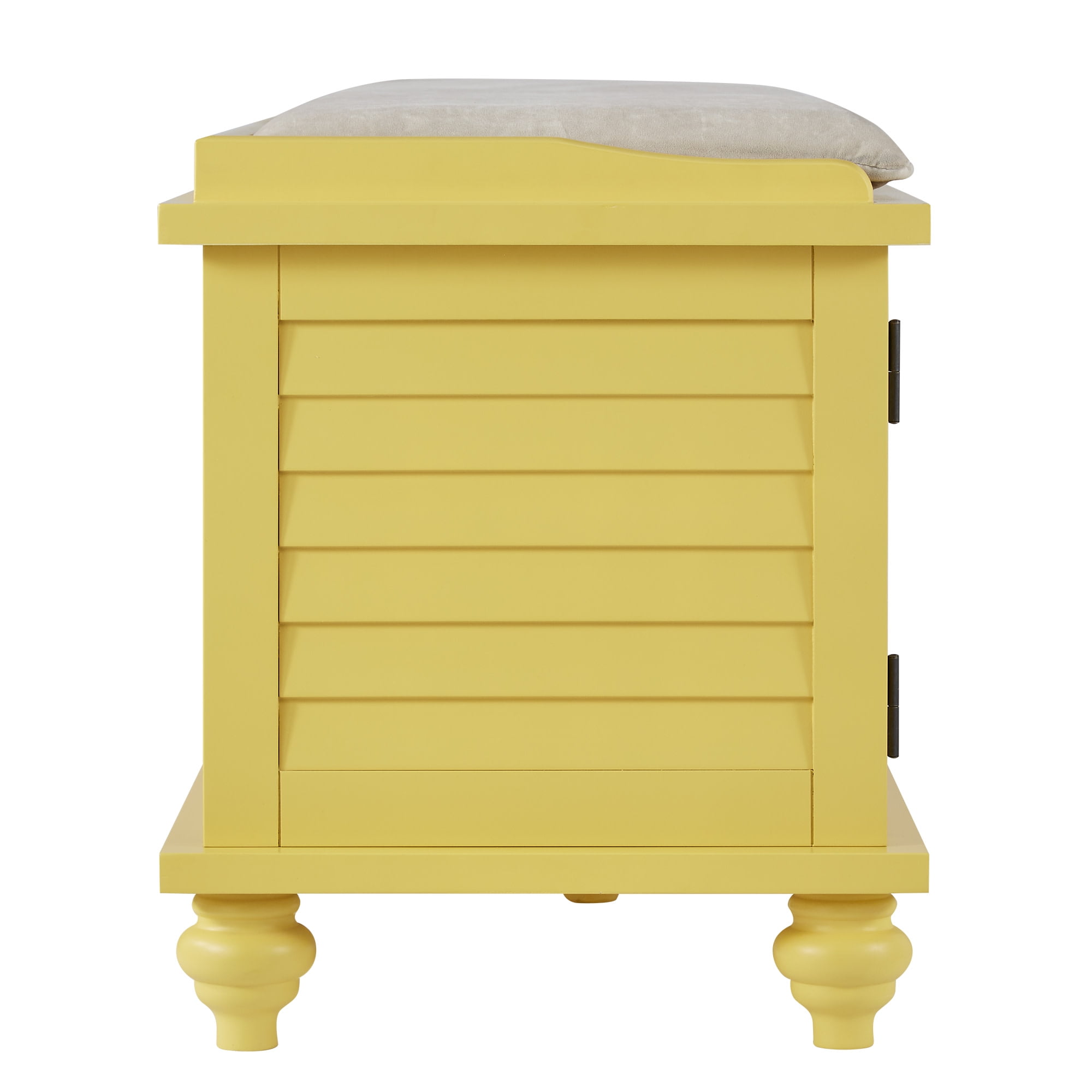 Weston Home Georgia Entryway Storage Bench with Cushion, Banana Yellow